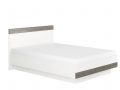 Lova BLANCO 35 šviesios pušies ir pilkos spalvos, su metaliniu grotelių rėmu, pritaikyta čiužiniui 160x200 cm, su patalynės stalčiumi ir MDF apdaila.