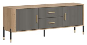 TV komoda su metalinėmis kojelėmis ir švelniu uždarymu