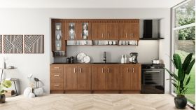 Virtuvės komplektas Margaret 3, 260 cm pločio, MDF, riešuto spalva