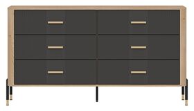 Šešių stalčių komoda Dante DT05 su antracito spalvos MDF fasadais Šešių stalčių komoda Dante DT05 su antracito spalvos MDF fasadais