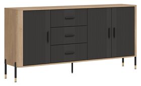 Komoda Dante DT07 su antracito matiniais MDF fasadais ir juodomis kojelėmis Komoda Dante DT07 su antracito matiniais MDF fasadais ir juodomis kojelėmis