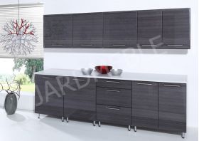 Virtuvės komplektas Costa Rica – modulinis MDF virtuvės baldų rinkinys su zebra grafito blizgia apdaila