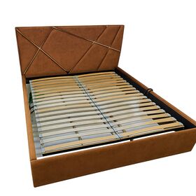 Moderni dvigulė lova su dekoruotu galvūgaliu