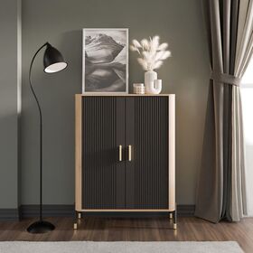 Antracito spalvos spintelė su aukso spalvos detalėmis