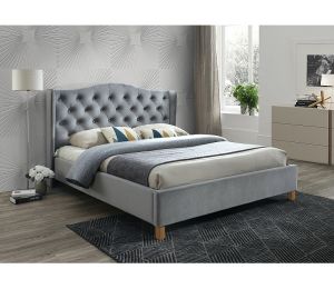 Lova Aspen su medinėmis kojelėmis 10 cm, gobelenas, pritaikyta čiužiniui 160x200 cm, spalvų pasirinkimas