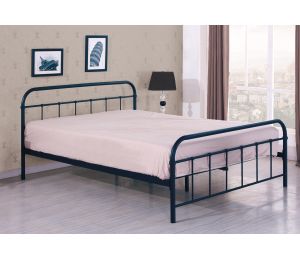 Alt aprašymas: Juoda metalinė lova Linda su medinėmis grotelėmis, 120x200 cm dydžio, minimalistinio dizaino;