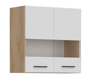 pakabinama virtuvės spintelė Pati PK05 su stiklu balta su ąžuolo korpusu