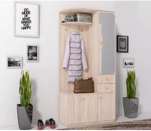 Prieškambario komplektas Max, 90 cm pločio, Sonomos ąžuolo arba baltos spalvos, kairinis arba dešininis variantas.