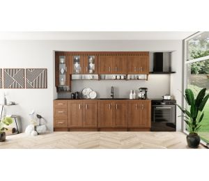 Virtuvės komplektas Margaret 3, 260 cm pločio, MDF, riešuto spalva