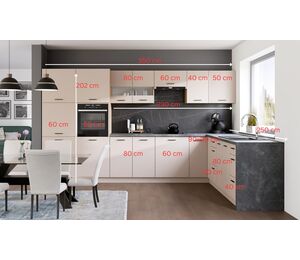 kampinė virtuvė Pati 600 cm grafito spalvos su stalviršiu