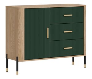 Komoda Dante DT03 su žaliais MDF fasadais ir juodomis kojelėmis