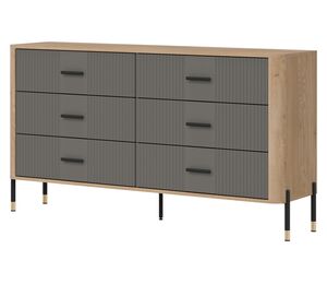 Pilka matinė komoda Dante su ąžuolo korpusu