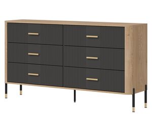 Komoda iš Dante kolekcijos su auksinėmis rankenėlėmis ir metalinėmis kojomis