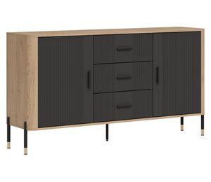 Komoda Dante DT06 su žaliais fasadais ir juodomis kojelėmis