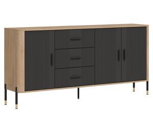 Komoda Dante DT07 su antracito matiniais MDF fasadais ir juodomis kojelėmis