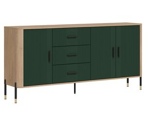 Komoda Dante su žaliais fasadais ir švelnaus uždarymo funkcija