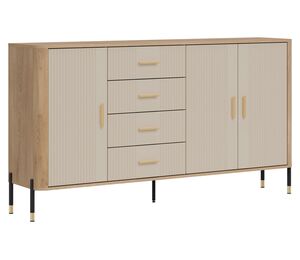 Komoda su keturiais stalčiais ir talpiomis spintelėmis