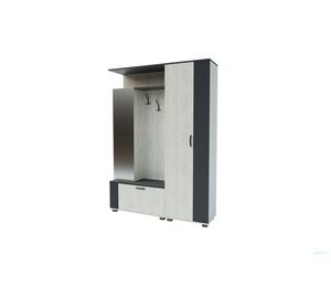 Prieškambario komplektas Mira kraft baltas ąžuolas + grafitas, interjere