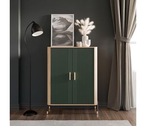 Spintelė Dante DT11 su žaliais matiniais fasadais ir auksinėmis rankenėlėmis