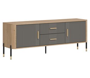 TV komoda su metalinėmis kojelėmis ir švelniu uždarymu