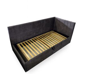 Vaikiška lova su veliūriniu audiniu ir aukštu galvūgaliu