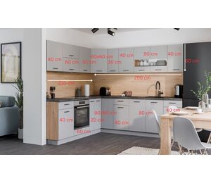 Virtuvės spintelių komplektas Pati 460 cm pilkos spalvos