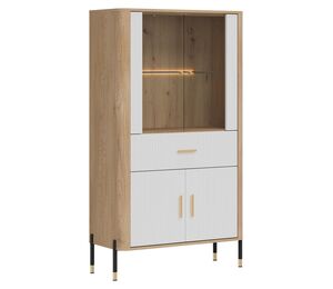 Vitrina Dante DT12 su stiklinėmis durelėmis ir baltos spalvos fasadais