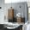 Prestigo A modulinis baldų komplektas, plotis 209 cm, MDF, riešuto ir juodos spalvų derinys, metalinės kojelės