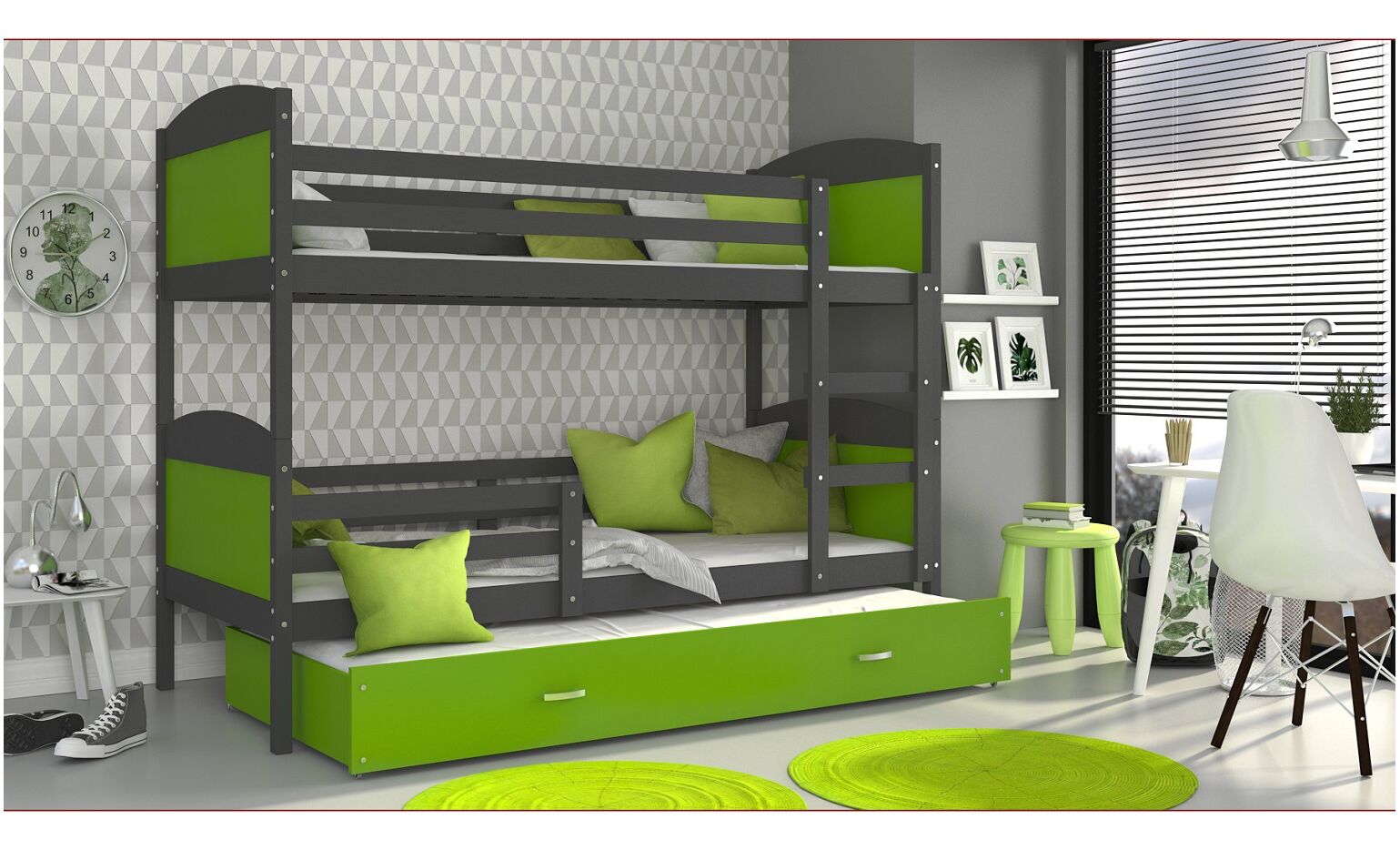 Dviaukštė trivietė lova Mateusz 90x200 - Image 21