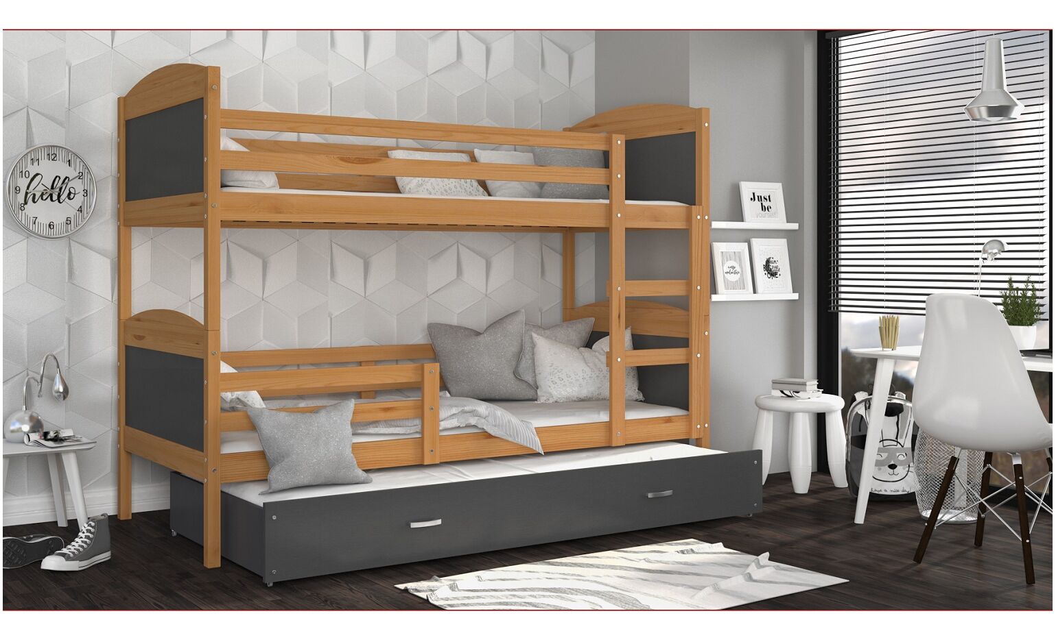 Dviaukštė trivietė lova Mateusz 90x200 - Image 11