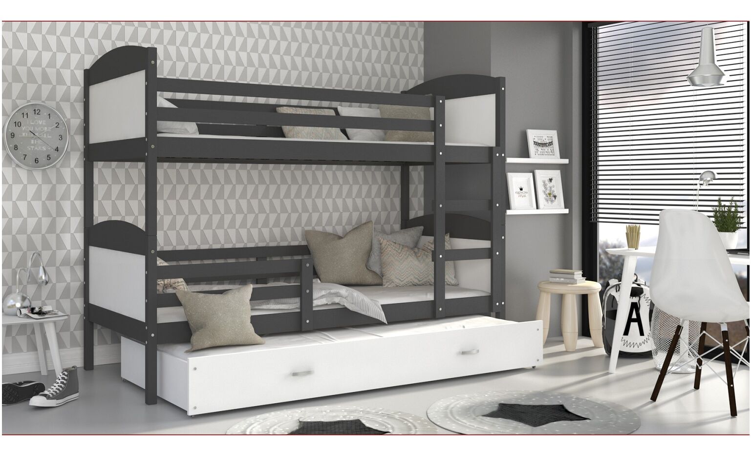 Dviaukštė trivietė lova Mateusz 90x200 - Image 18