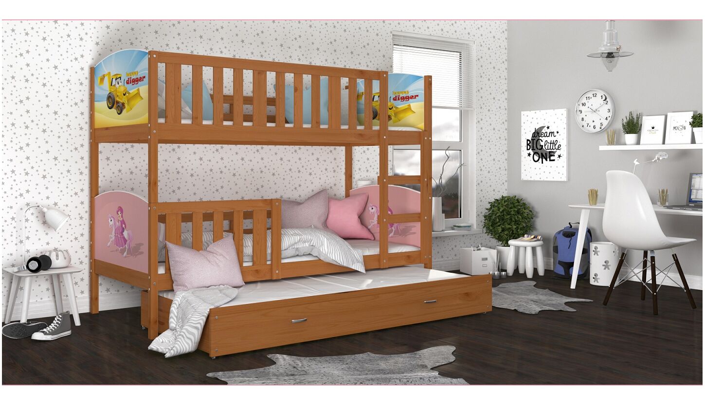 Dviaukštė trivietė lova Tami-3 90x200 - Image 16