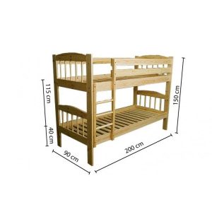 Medžio masyvo dviaukštė lova Nubit 90