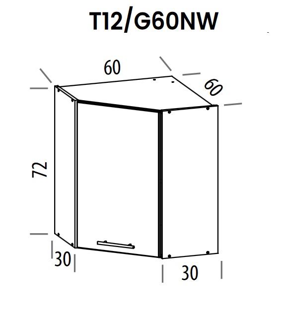 Pakabinama kampinė spintelė Tiffany T12/G60NW