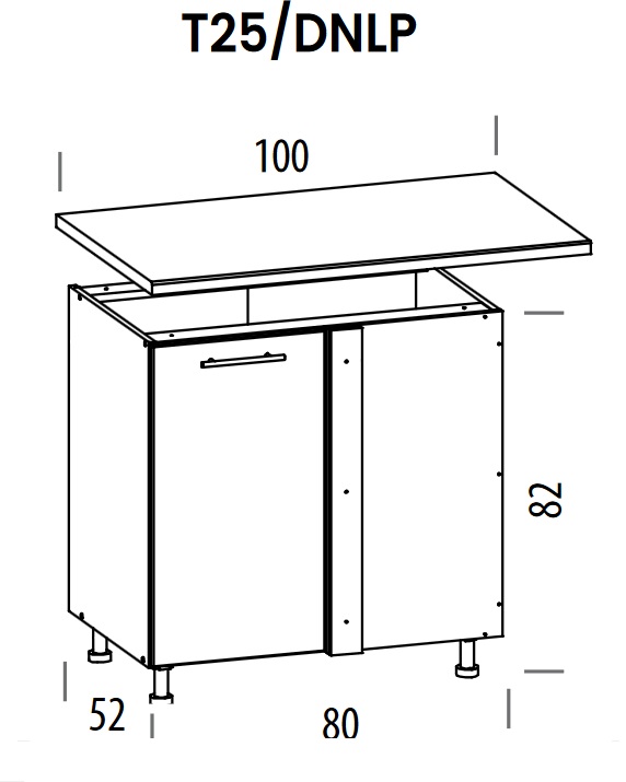 Pastatoma kampinė spintelė Tiffany T25/DNLP