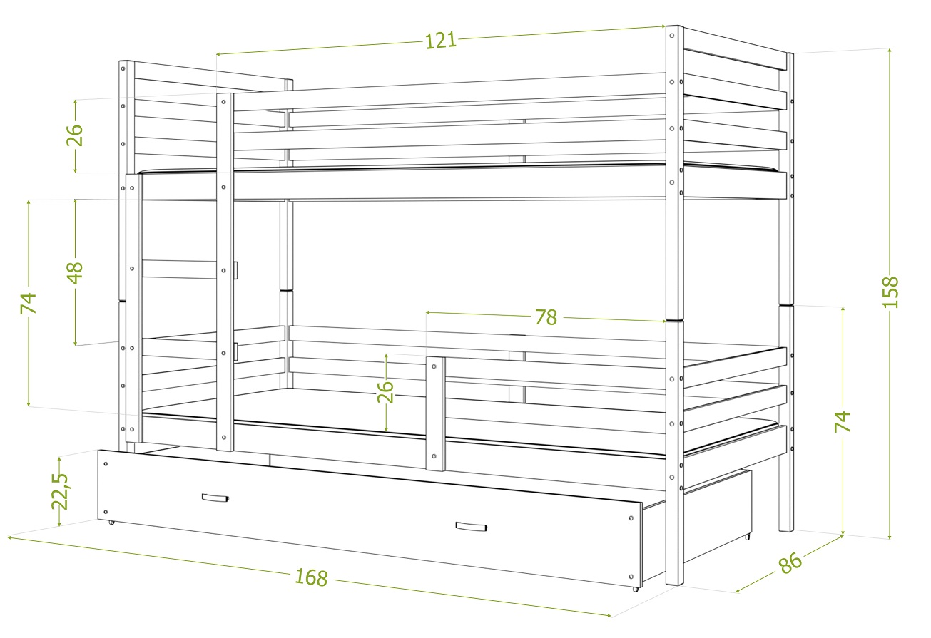 Dviaukštė lova Jacek 80x160 - Image 13