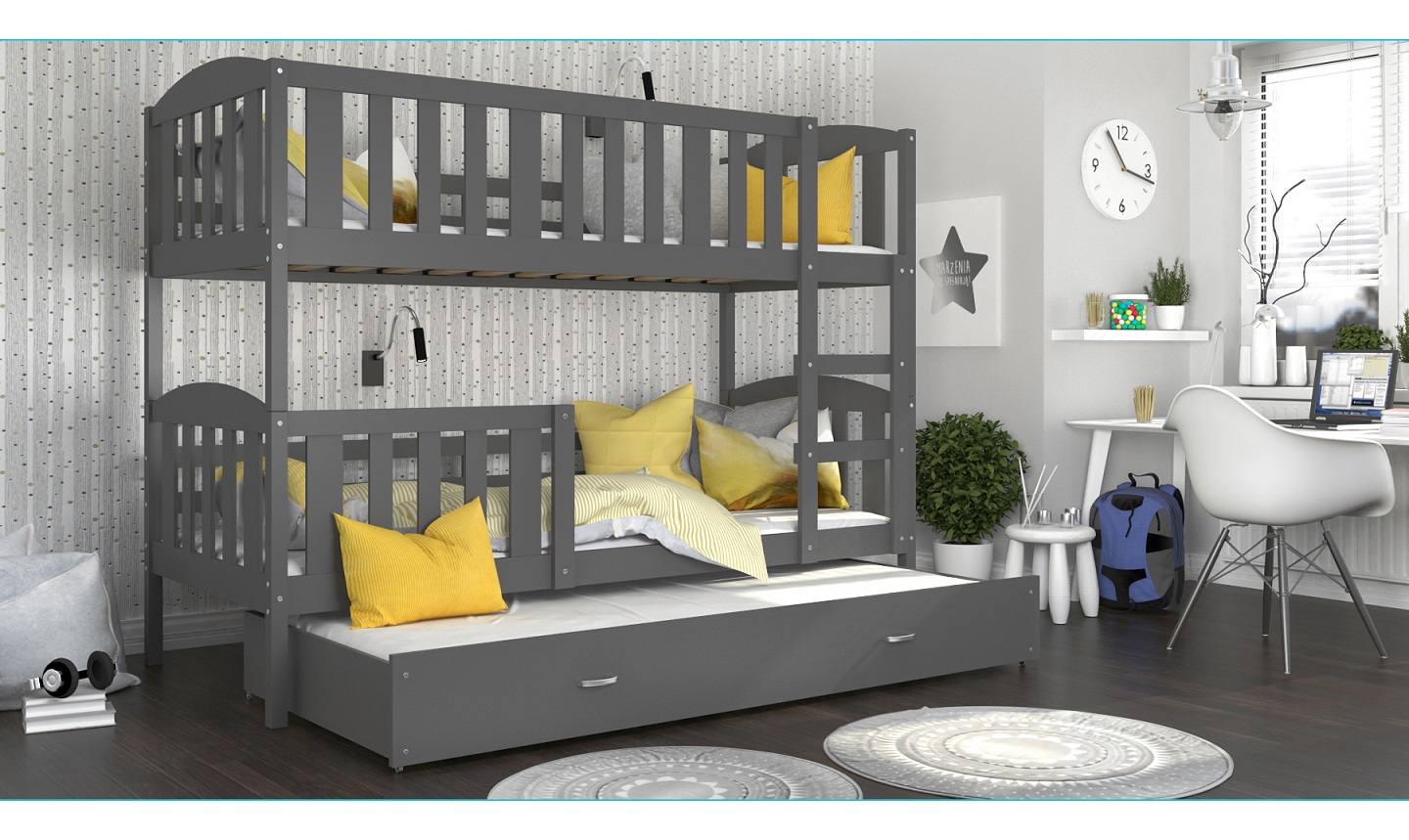 Dviaukštė trivietė lova Kubus-3 80x190 - Image 3