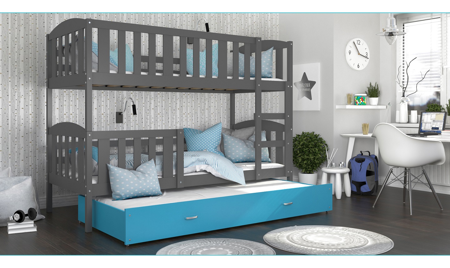 Dviaukštė trivietė lova Kubus-3 80x190 - Image 5