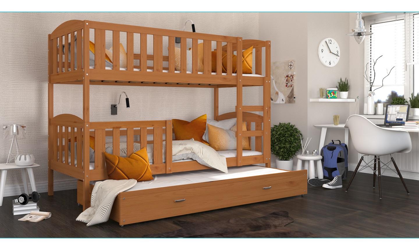 Dviaukštė trivietė lova Kubus-3 80x190 - Image 7