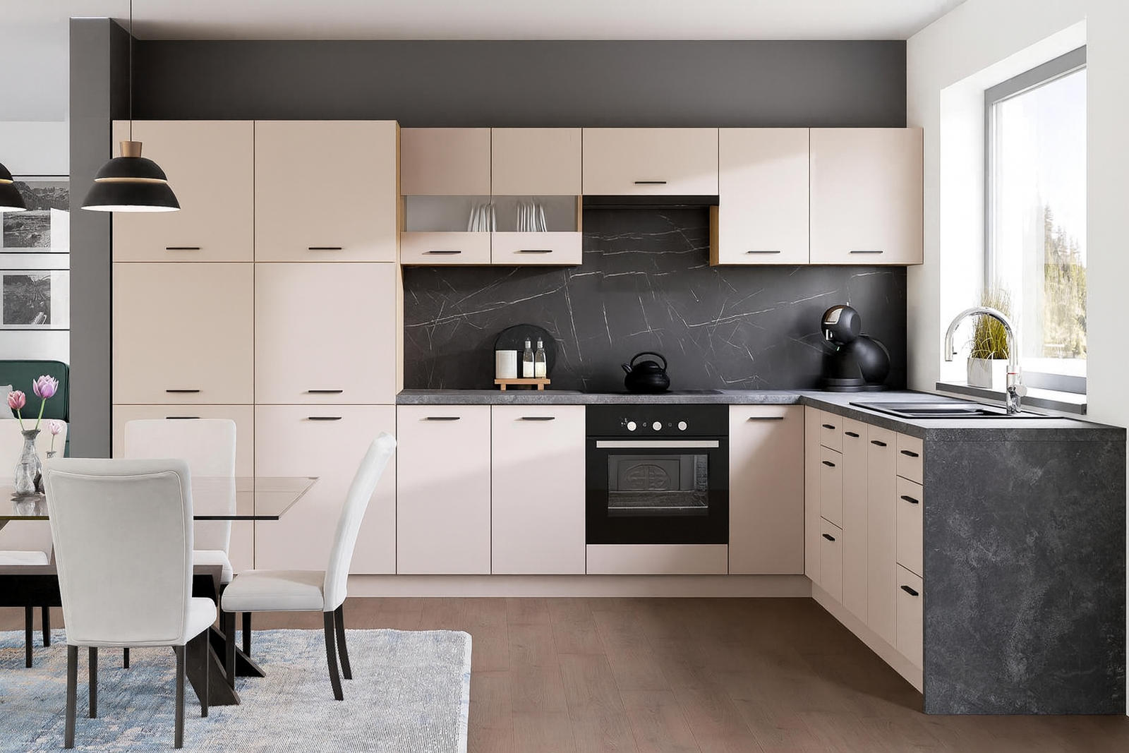 Kampinis virtuvės spintelių komplektas Pati 600B