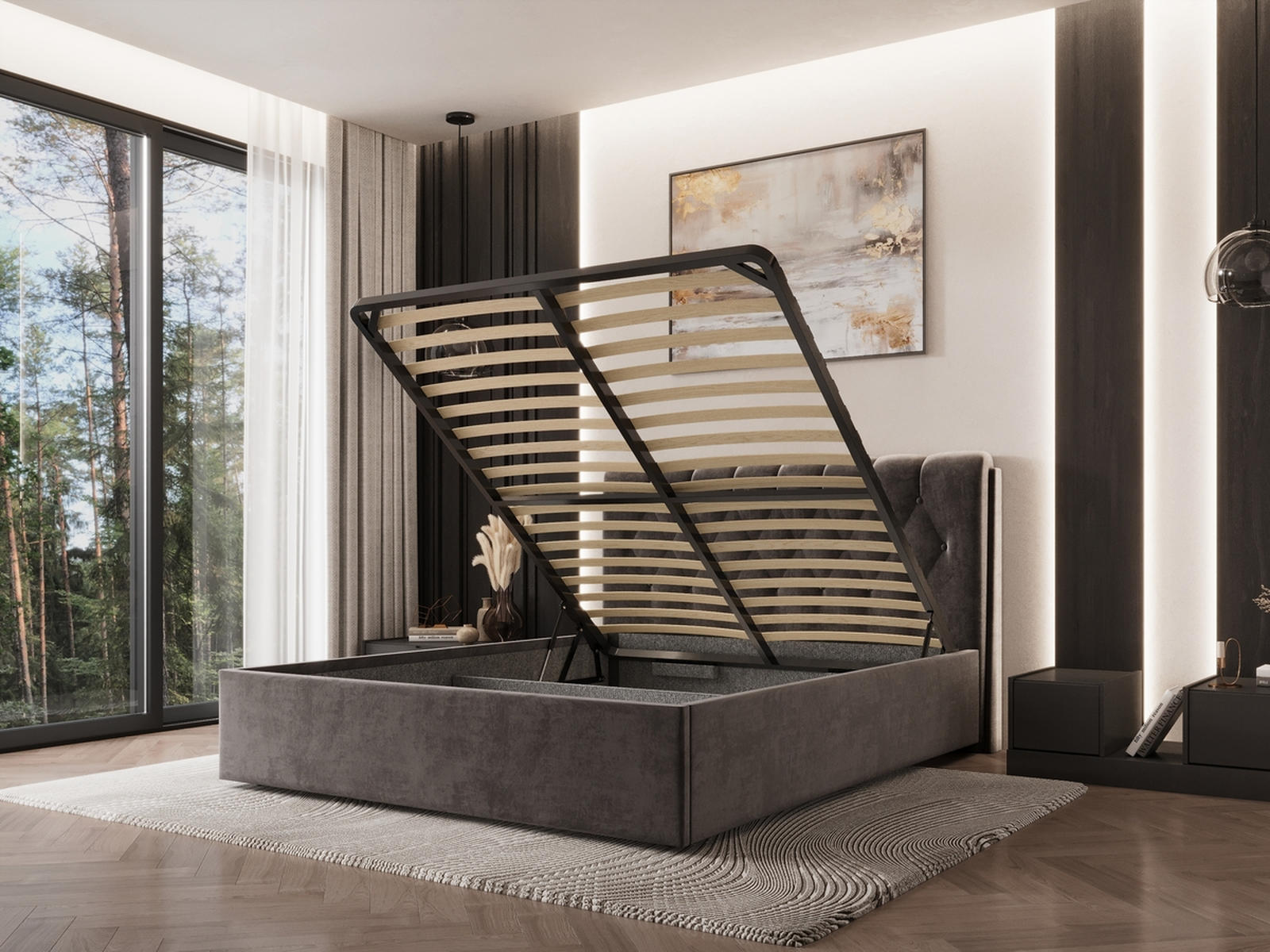 Lova Imperija su patalynės dėže ir metalinėmis grotelėmis - Image 4