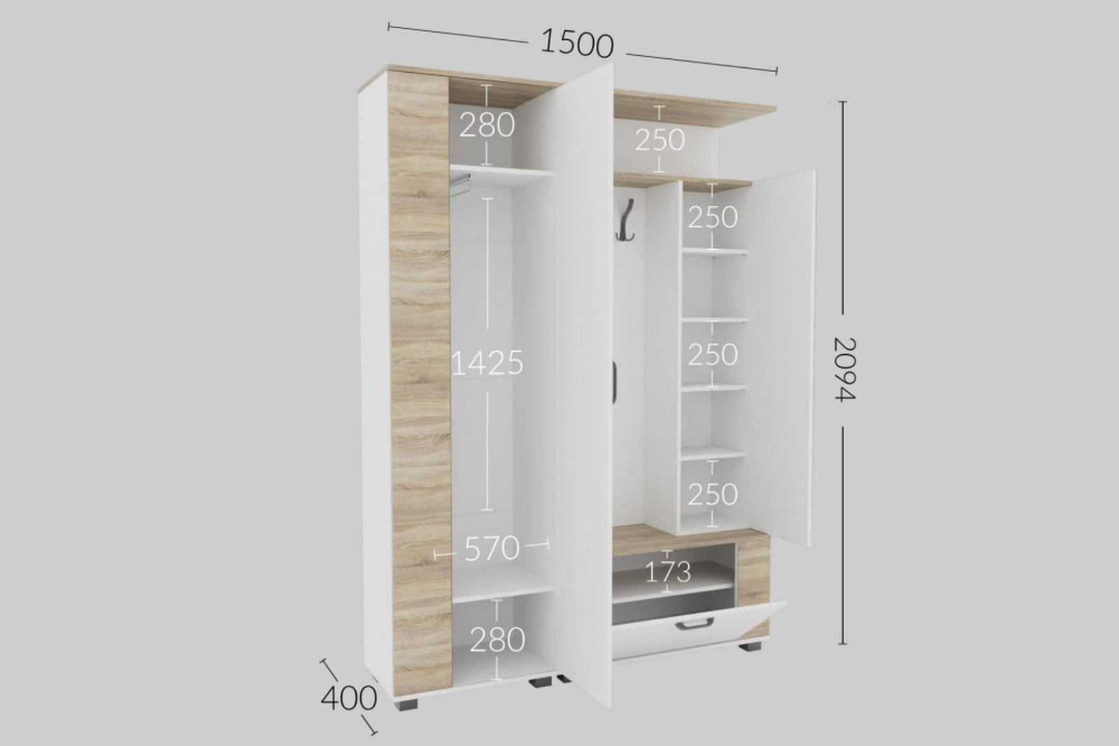 Prieškambario komplektas Mira - Image 3