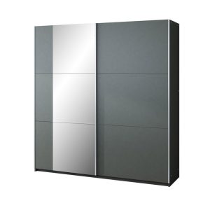 Spinta Bastia 200 – stumdomų durų spinta su veidrodžiu ir lentynomis