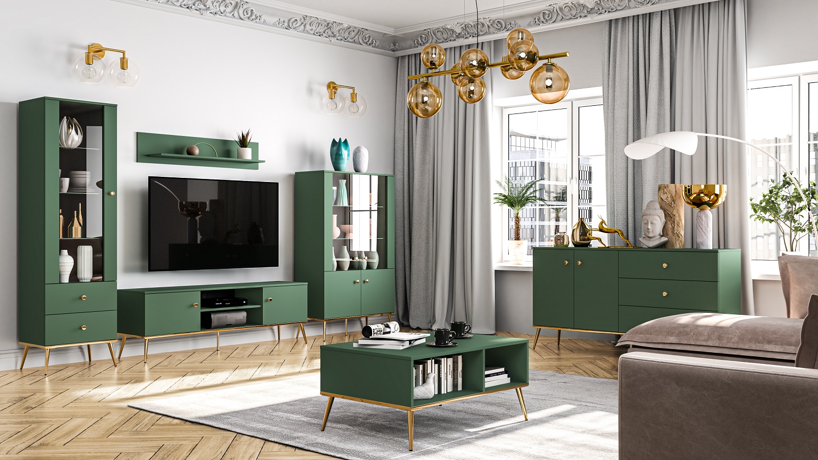 Tamsi žalia   auksinė