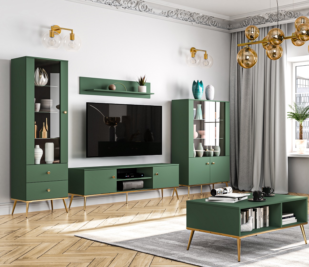 Tamsi žalia   auksinė