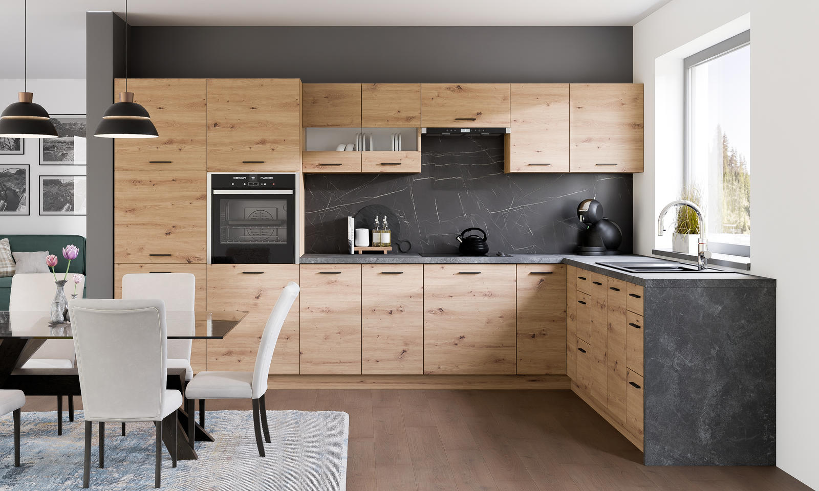 Kampinis virtuvės spintelių komplektas Pati 600A