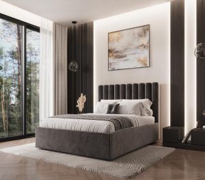 Pilka lova Taylor su aukštu galvūgaliu ir talpia dėže