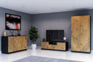 Svetainės komplektas Bristol A artisan ąžuolas antracita