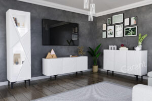 Svetainės komplektas Fantazija A balta blizgi