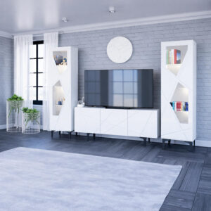 Svetainės komplektas Fantazija B balta blizgi